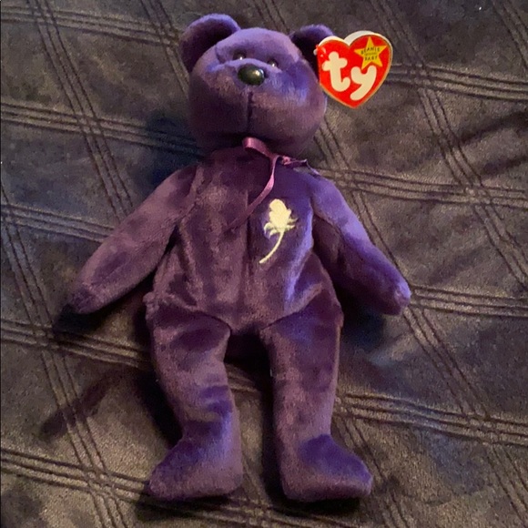 purple beanie baby with rose